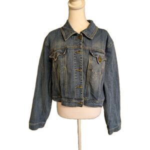 Cropped Denim Jean Jacket Women's Size 22 Trucker Zana Di Minimalist Layering